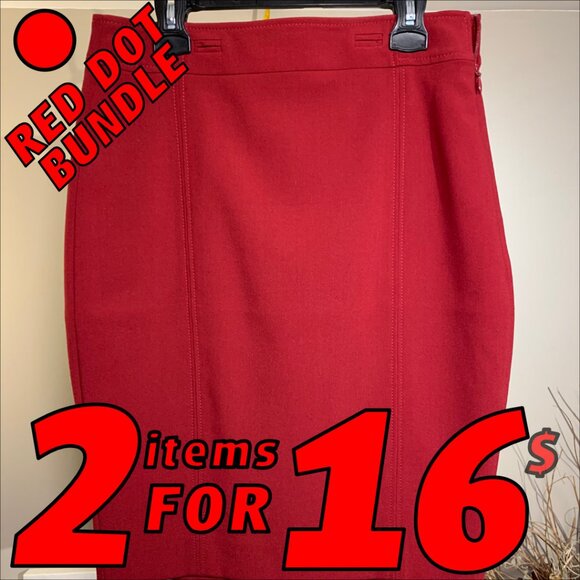 RW&CO Red Pencil Skirt Size 4 - Picture 1 of 10